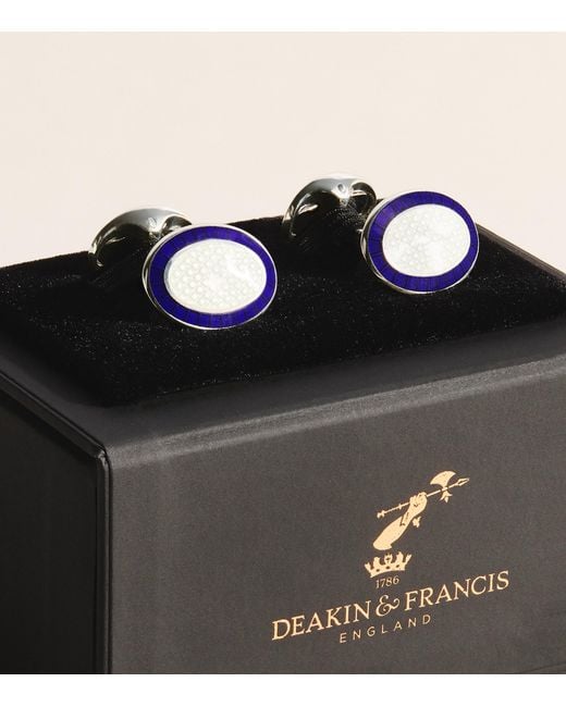 Deakin & Francis Natural Sterling And Enamel Oval Cufflinks for men