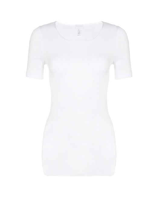 Hanro White Cotton Seamless T-Shirt