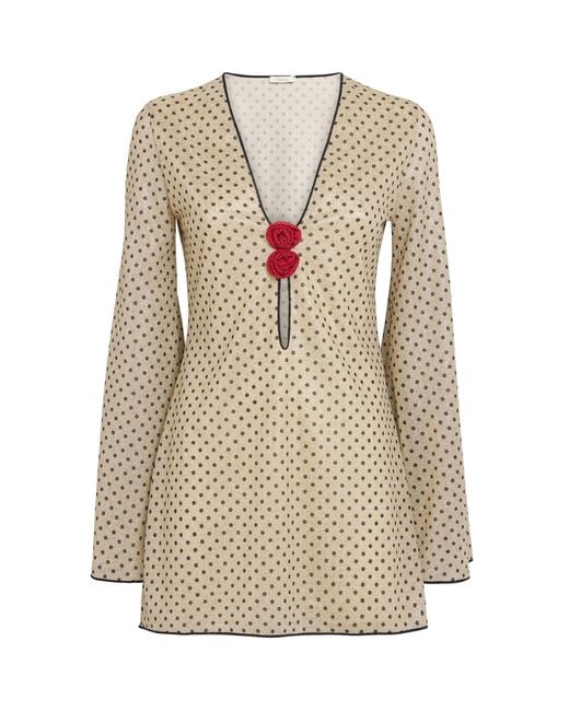 Oseree Natural Rose Lumière Kaftan Mini Dress