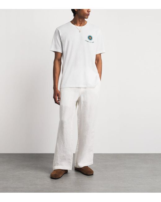 Frescobol Carioca White Cotton-Linen Dinis T-Shirt
