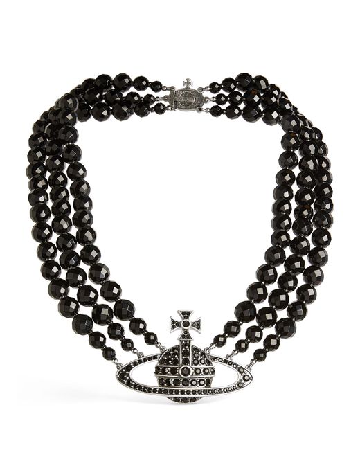 Vivienne Westwood Black Agate-crystal Messaline Choker for men