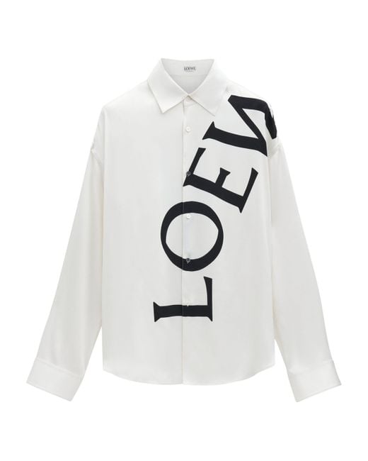 Loewe White Silk Logo Shirt for men