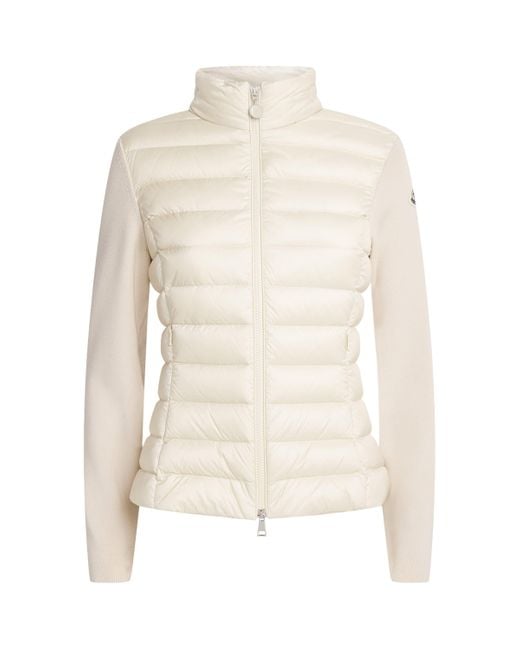Moncler White Wool-Blend Down-Filled Cardigan