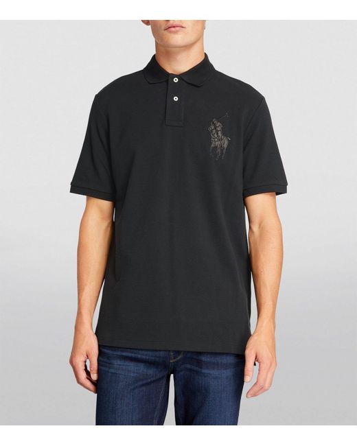 Polo Ralph Lauren Black Logo-patch Polo Shirt for men
