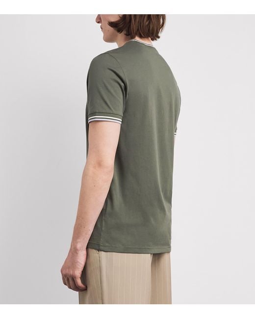 Fred Perry Gray Cotton Twin Tipped T-Shirt for men
