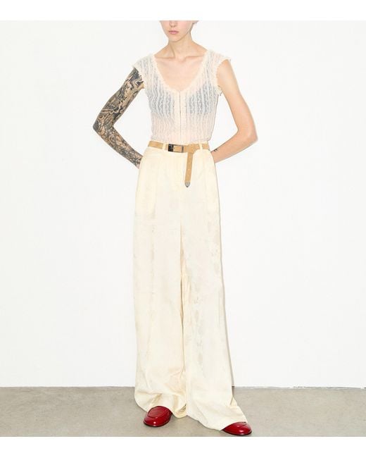 MAX&Co. Natural Floral Wide-Leg Trousers