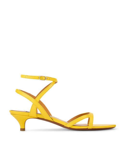 Ralph Lauren Yellow Calfskin Clarke Heeled Sandals 35