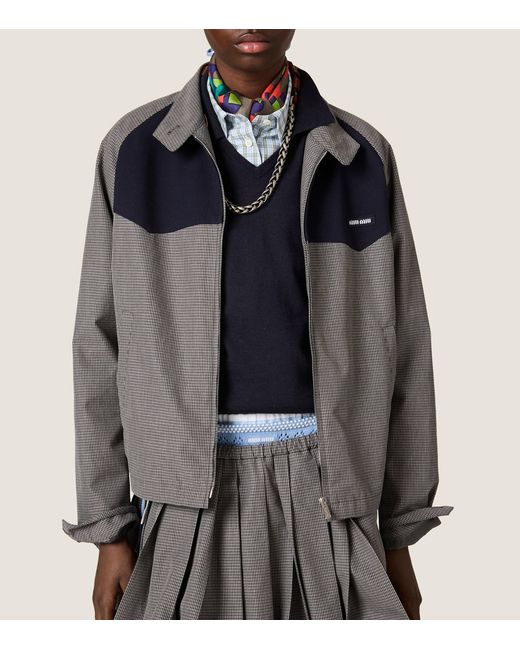 Miu Miu Gray Cotton Gingham Check Jacket