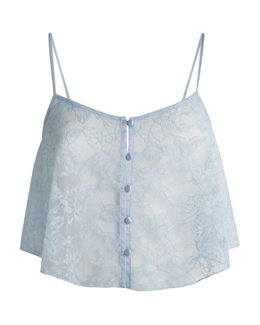 Fleur du Mal Blue Lace Jasmine Flutter Camisole