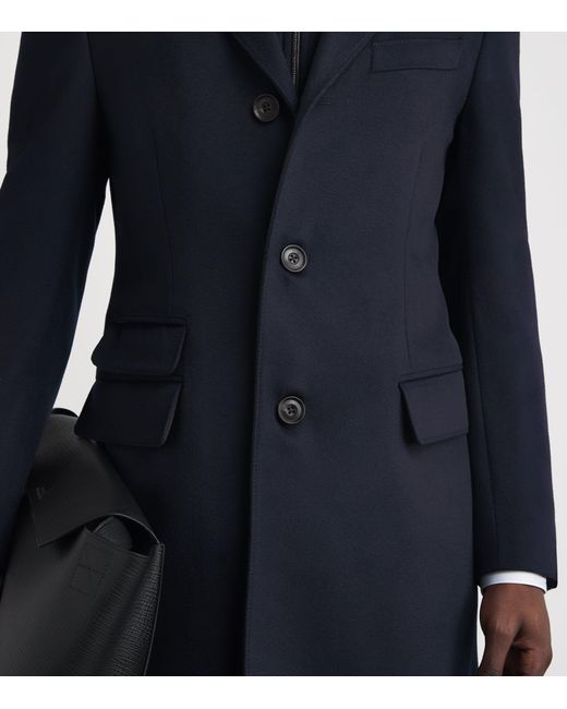 Corneliani Blue Virgin Wool Overcoat for men