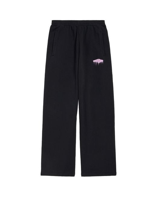 Balenciaga Black Cotton Wet Brush Baggy Sweatpants for men