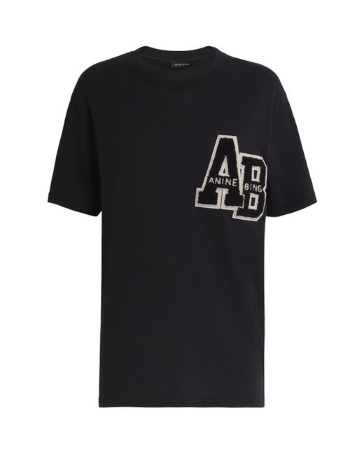 Anine Bing Black Chenille Patch Lili T-Shirt