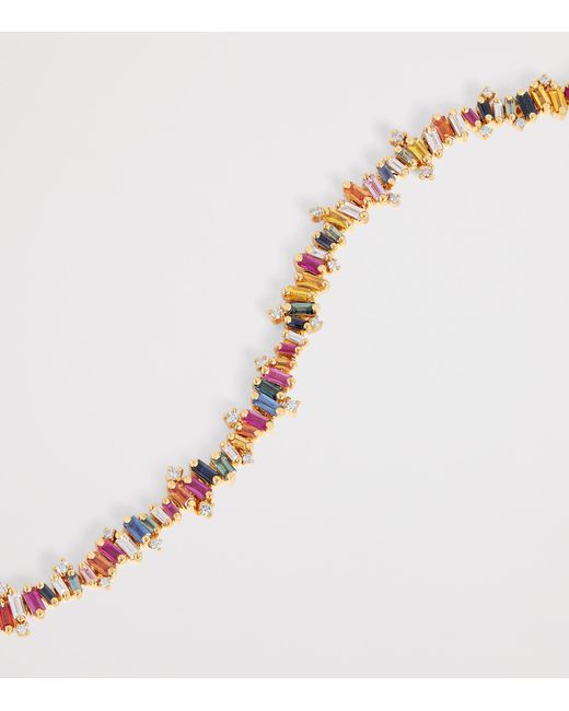 Suzanne Kalan Natural Diamond And Sapphire Bold Burst Tennis Bracelet