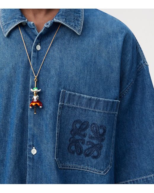 Loewe X Paula's Ibiza Denim Short Sleeve Shirt in Blue for