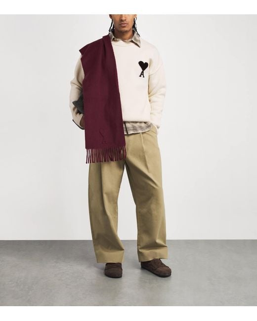 AMI White Wool Logo Sweater for men