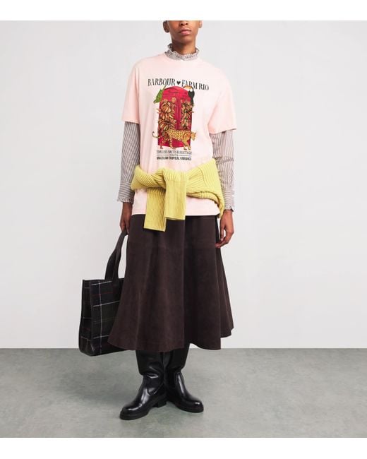 Barbour Pink X Farm Rio Cotton Maria Clara T-Shirt