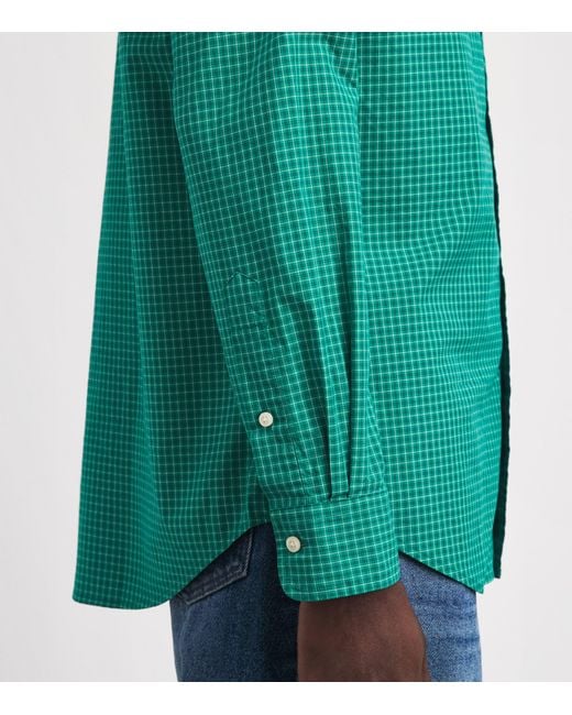Polo Ralph Lauren Green Cotton Poplin Check Polo Pony Shirt for men