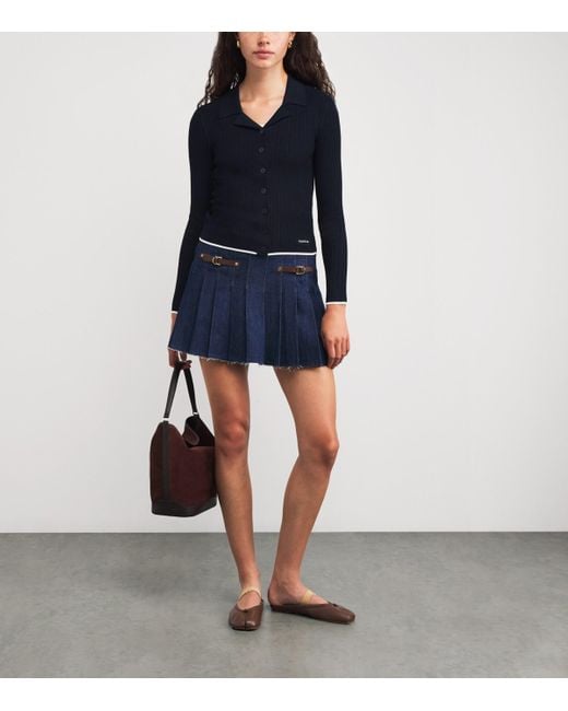 Sandro Blue Cable-Knit Cardigan