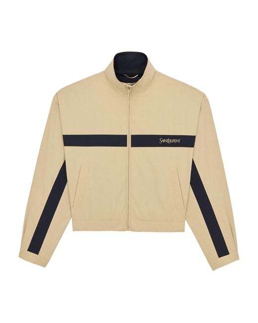 Saint Laurent Natural Cotton Logo Windbreaker Jacket