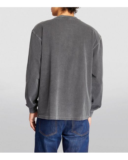 FRAME Gray Cotton Long-sleeve Logo T-shirt for men