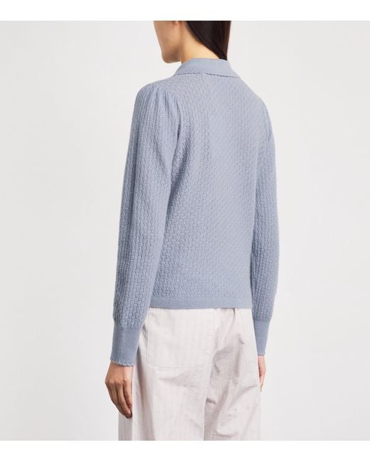 FRAME Blue Cashmere Honeycomb Sweater