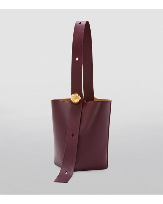 Loewe Purple Medium Leather Pebble Bucket Bag