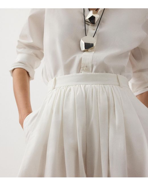 Ralph Lauren White Cotton-Blend Poplin Vanessa Wide-Leg Trousers