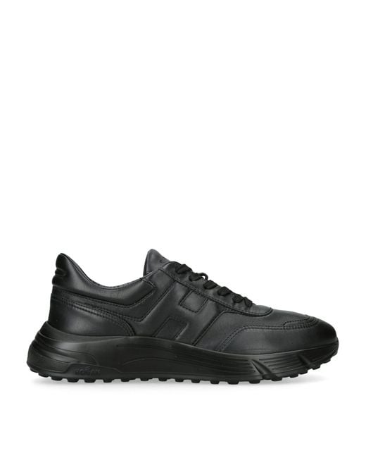Hogan Black Leather Hyperlight Sneakers for men