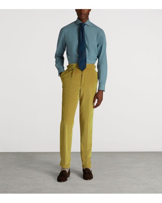 Dunhill Green Cotton-Cashmere Corduroy Trousers for men