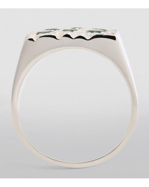 Bleue Burnham White Exclusive Sterling Silver Rose Garden Signet Ring for men