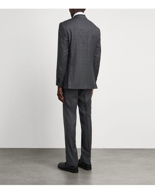 Canali Gray Super 150's Wool Check 2-Piece Suit for men