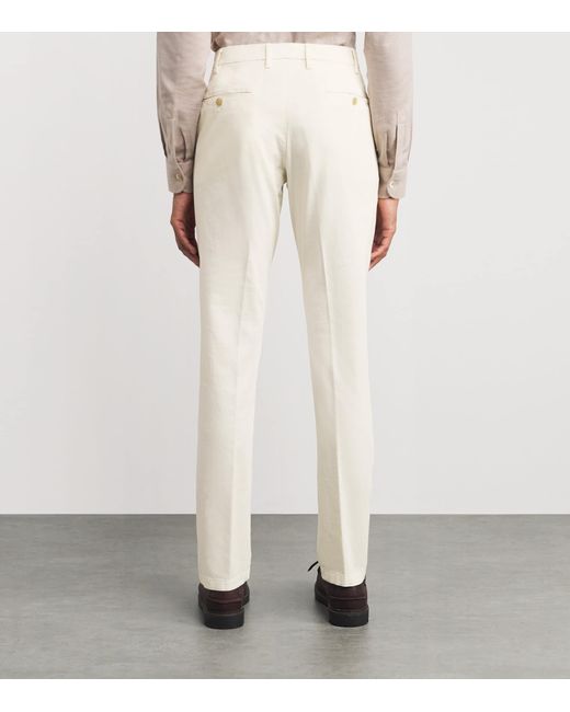 Canali White Stretch-Cotton Straight Chinos for men