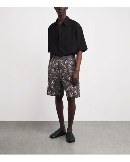 Kartik Research Gray Silk Embroidered Shorts for men