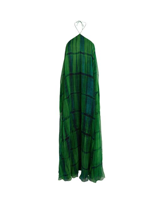 Delos Green Silk Patterned Maxi Dress