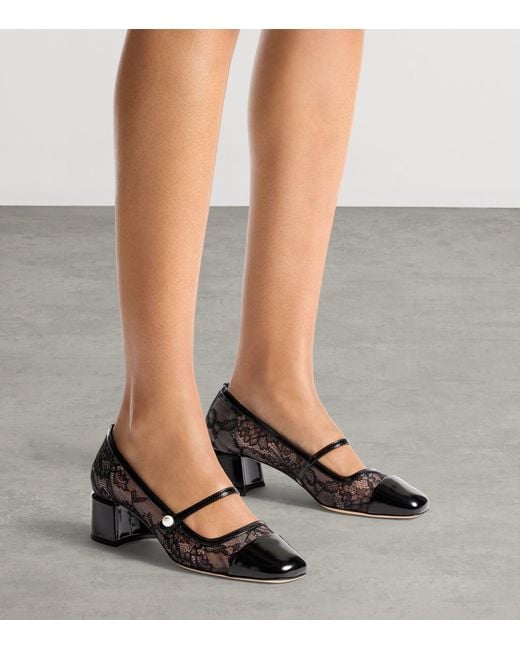 Jimmy Choo Black Elisa 45 Lace Mary Jane Pumps