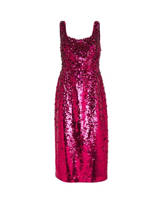 Carolina Herrera Purple Embellished Midi Dress