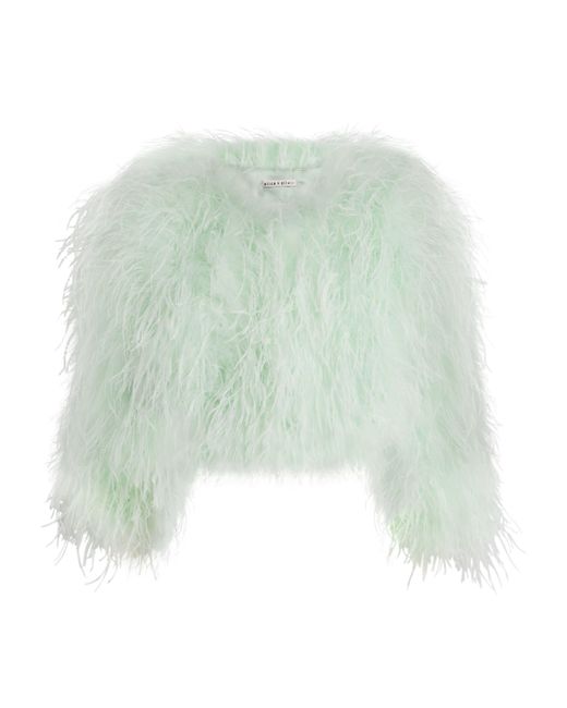 Alice + Olivia Green Ostrich Feather Kidman Jacket