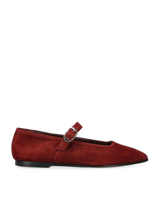 Le Monde Beryl Red Suede Mary Jane Ballet Flats