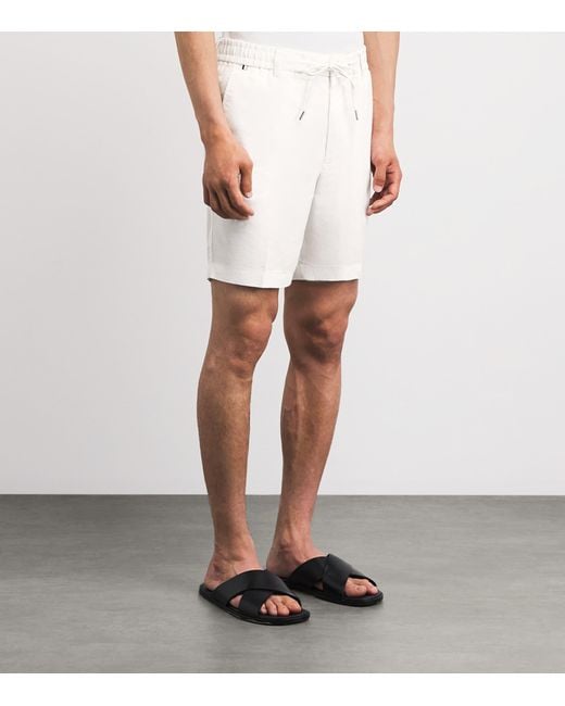 Boss White Linen-Blend Drawstring Shorts for men