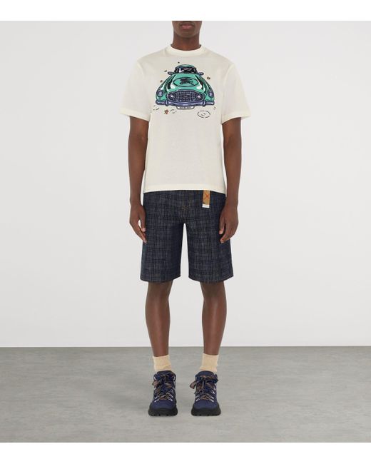Burberry Blue Check Denim Shorts for men