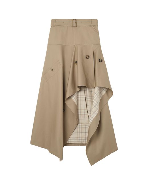 Burberry Natural Belted Asymmetric Midi Skirt