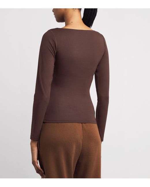Skims Brown Smooth Layers Square-Neck Top