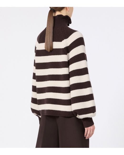 Max Mara Black Wool-Cashmere Stripe Sweater