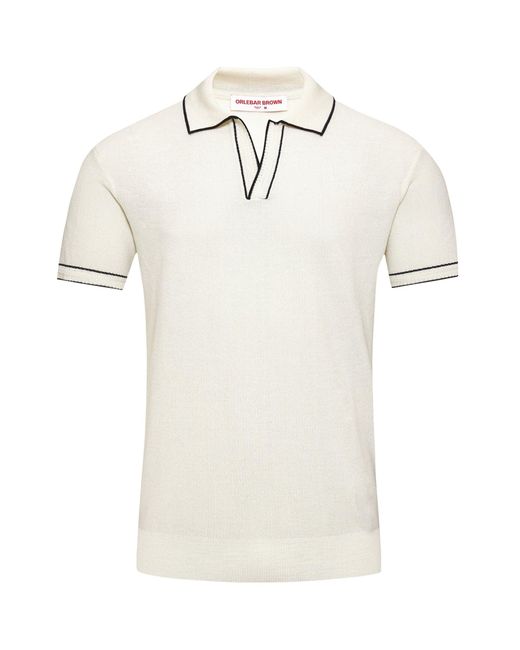 Orlebar Brown White Merino Wool Horton Tipped Polo Shirt for men