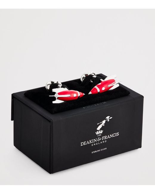 Deakin & Francis Red Sterling Enamel Rocket Cufflinks for men