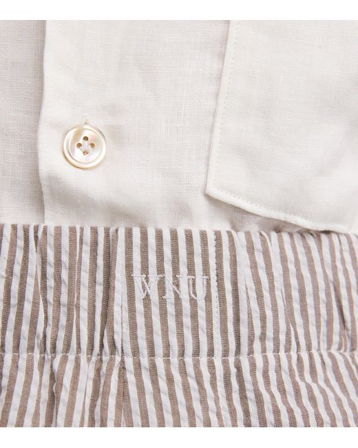With Nothing Underneath Gray Cotton Striped Seersucker Boxer Shorts