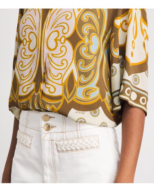 LaDoubleJ Metallic Cropped-Sleeve Geometric Shirt