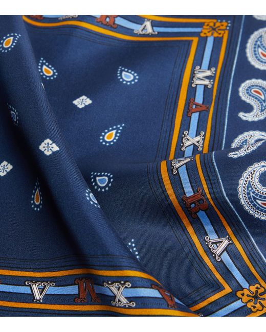 Max Mara Blue Silk Printed Scarf