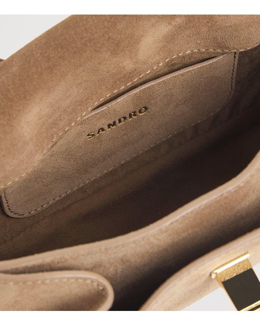 Sandro Brown Small Suede Le Mambo Cross-Body Bag
