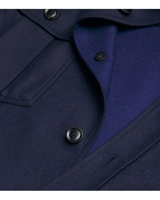 Brioni Blue Wool Twin-Pocket Overshirt for men